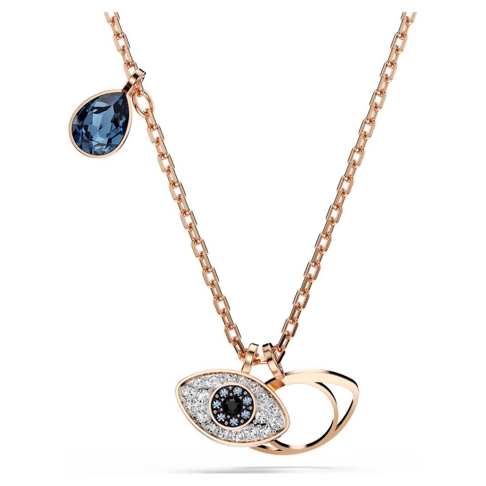 Swarovski Evil Eye Necklace Rose Gold Tone Blue Crystal - photo 2