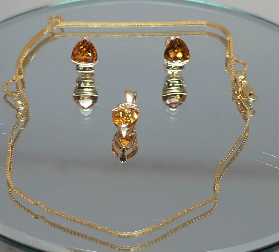 14K Citrine Chain Pendant and Earring Set - photo 5