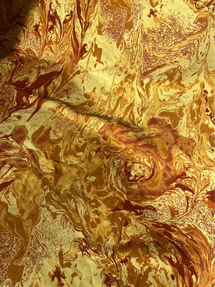 Abstract orange and red swirl rayon fabric - photo 3