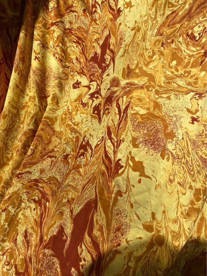 Abstract orange and red swirl rayon fabric - photo 4