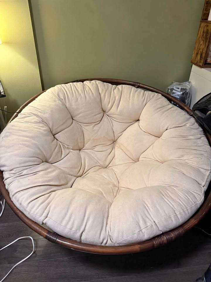 Papasan Chair with Rattan Frame and Cushion