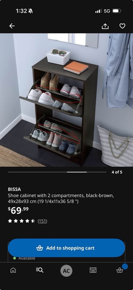Ikea BISSA Shoe Cabinet - Black-Brown - photo 2