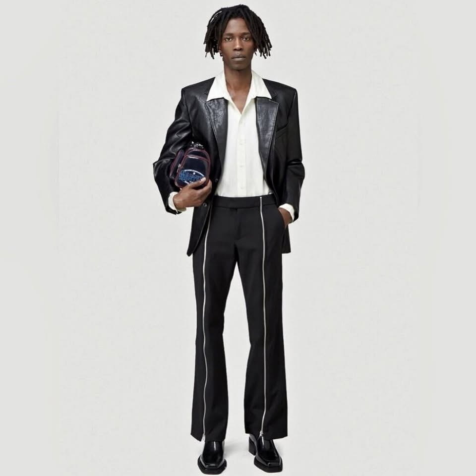 Martine Rose Men's Size Medium Spira Zipped Flared Black Pants