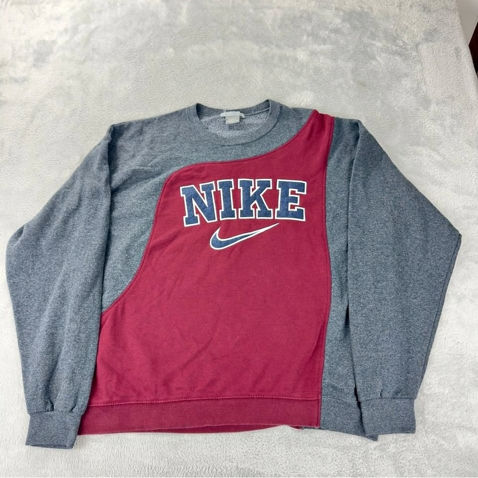 Nike Rework Men's XXL Red/Grey Fleece Lined Crewneck