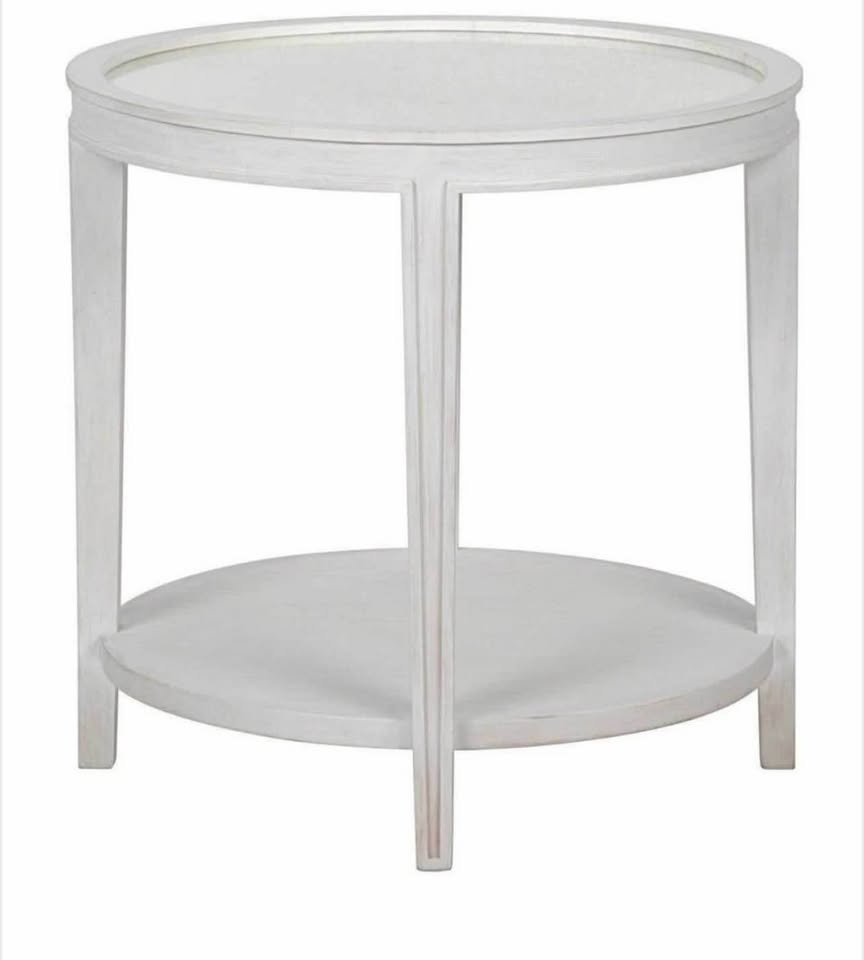 Emma Mason White Round Side Table Mirrored Top 26x26 - photo 3