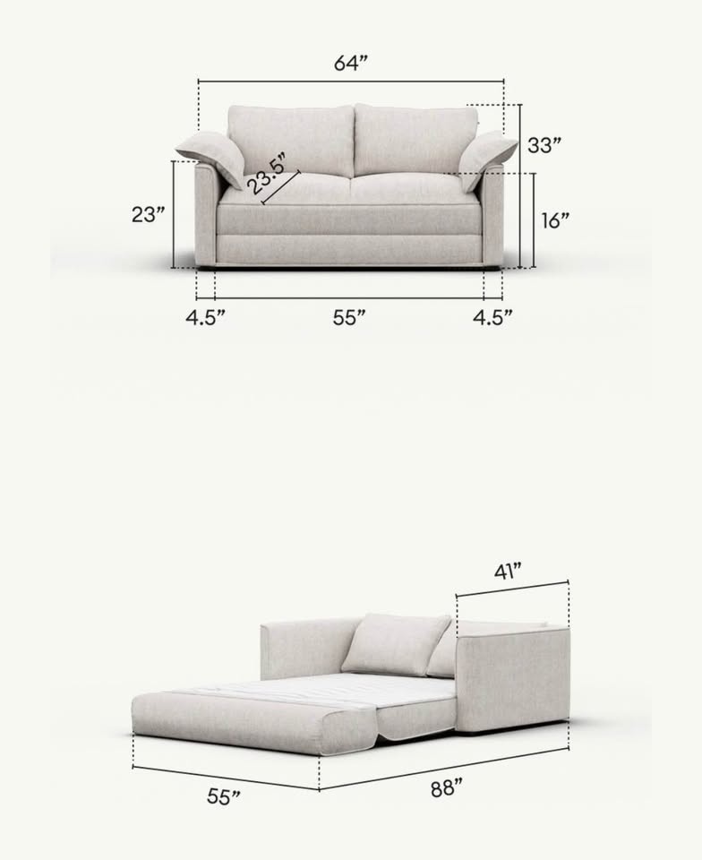 Koala Sofa Bed 64" (2.5-Seater), Paperback Gray, Like New - photo 3