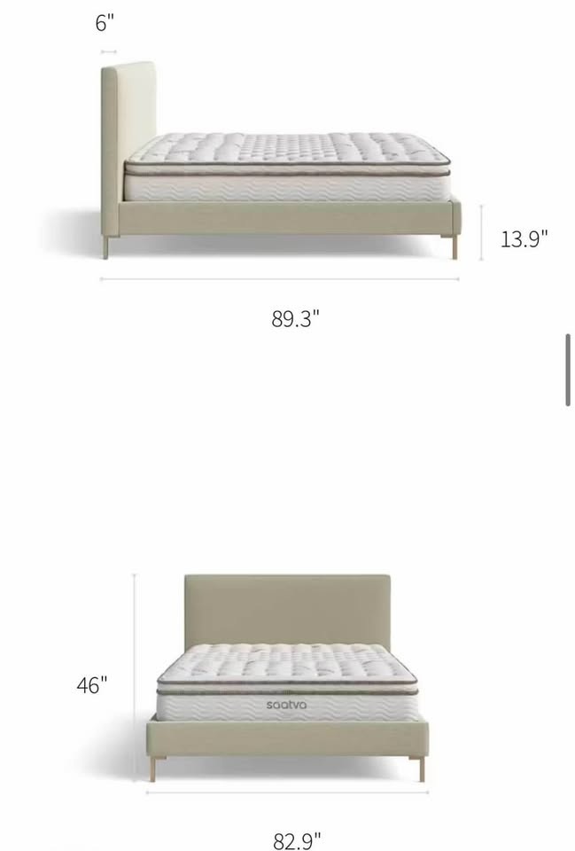 Saatva Rhodes King Bed Frame - Pewter Linen Gray - New in Box - photo 5
