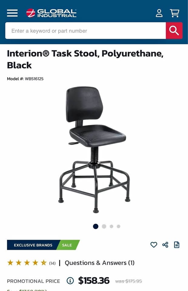 Office Stools, Polyurethane, Black, Brand New, 4 total