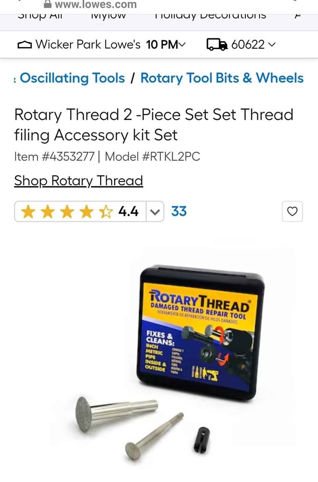 Rotary Thread 2-Piece Set - Thread Filing Tool - photo 2