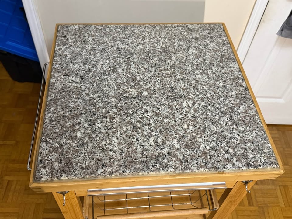 Bamboo Kitchen Rolling Table w/ Granite Top - photo 3