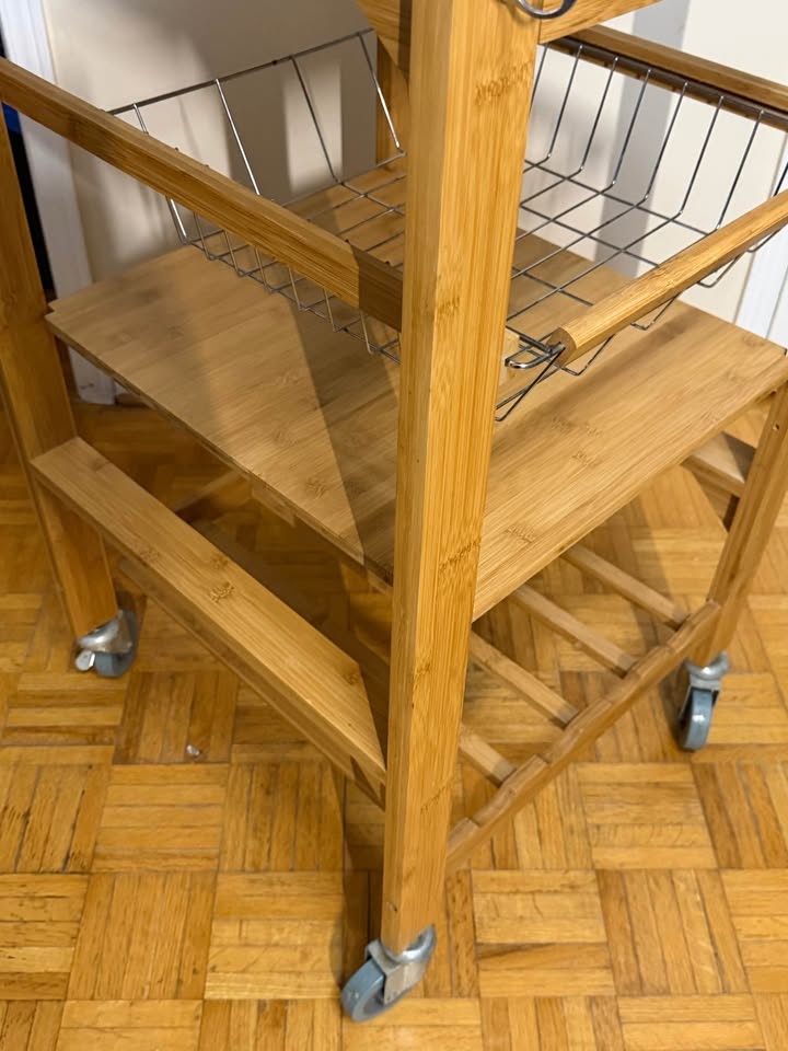 Bamboo Kitchen Rolling Table w/ Granite Top - photo 4