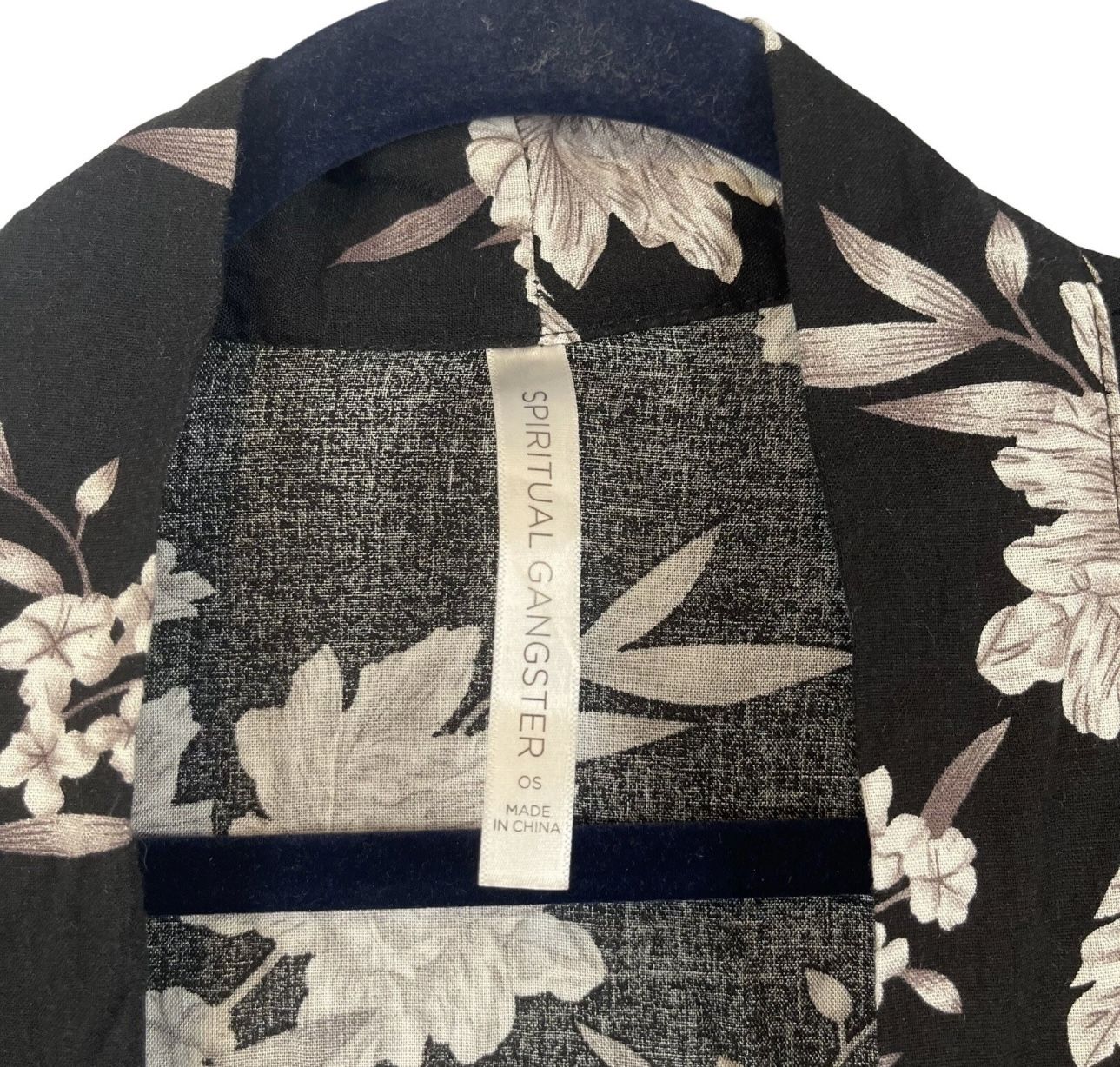 Spiritual Gangster Black & White Floral Longline Kimono One Size - photo 3