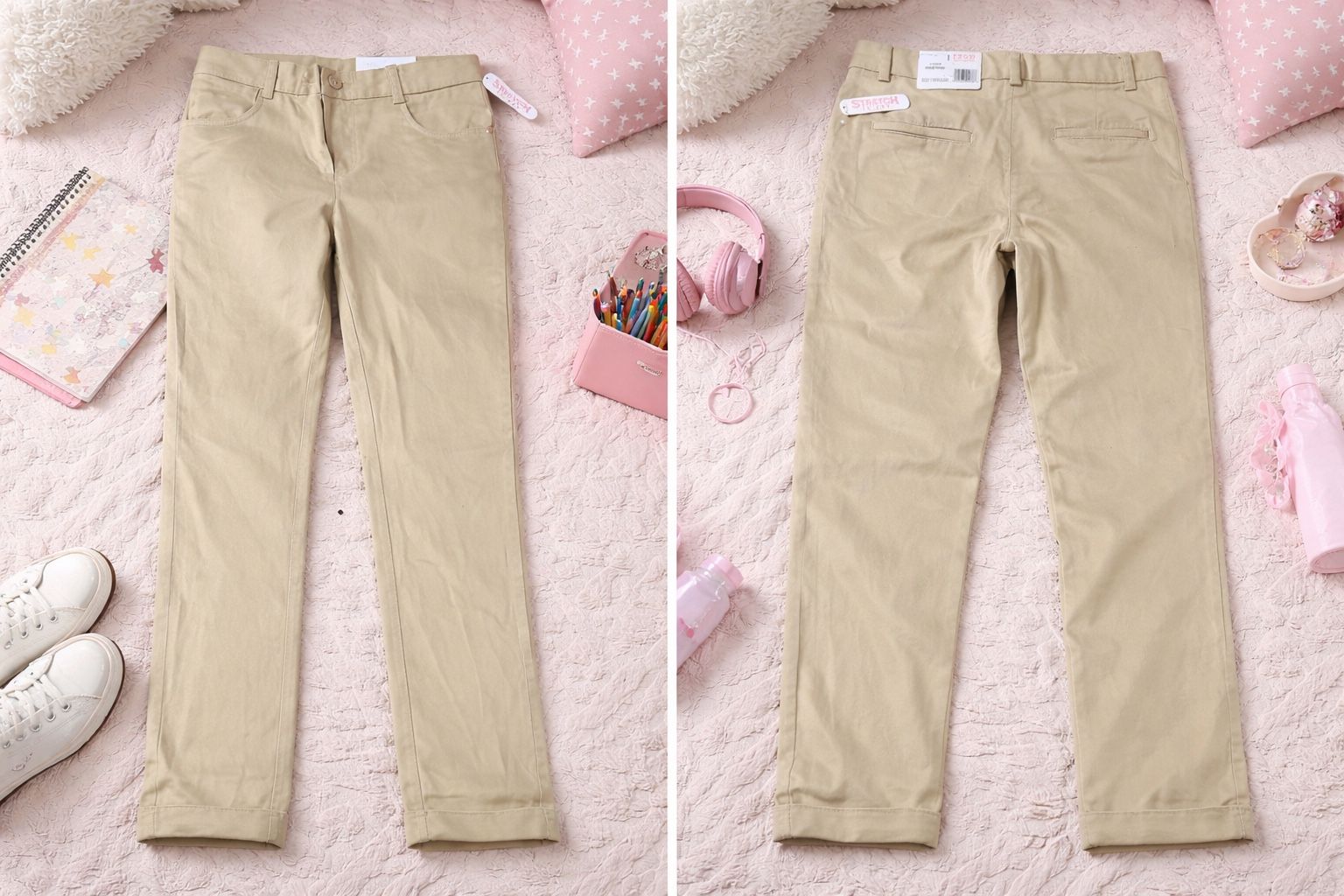 IZOD Schoolwear Khaki Pants - Size 7 Reg Stretch Skinny Fit - Ne