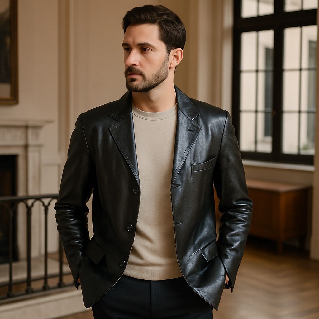 Albert Duke New York Vintage Black Leather Jacket Men's XL - photo 2