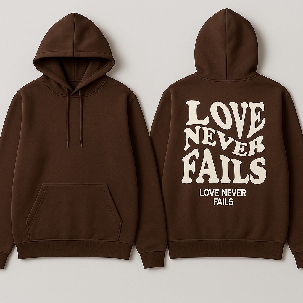 Shein "Love Never Fails" Graphic Drawstring Hoodie XS
