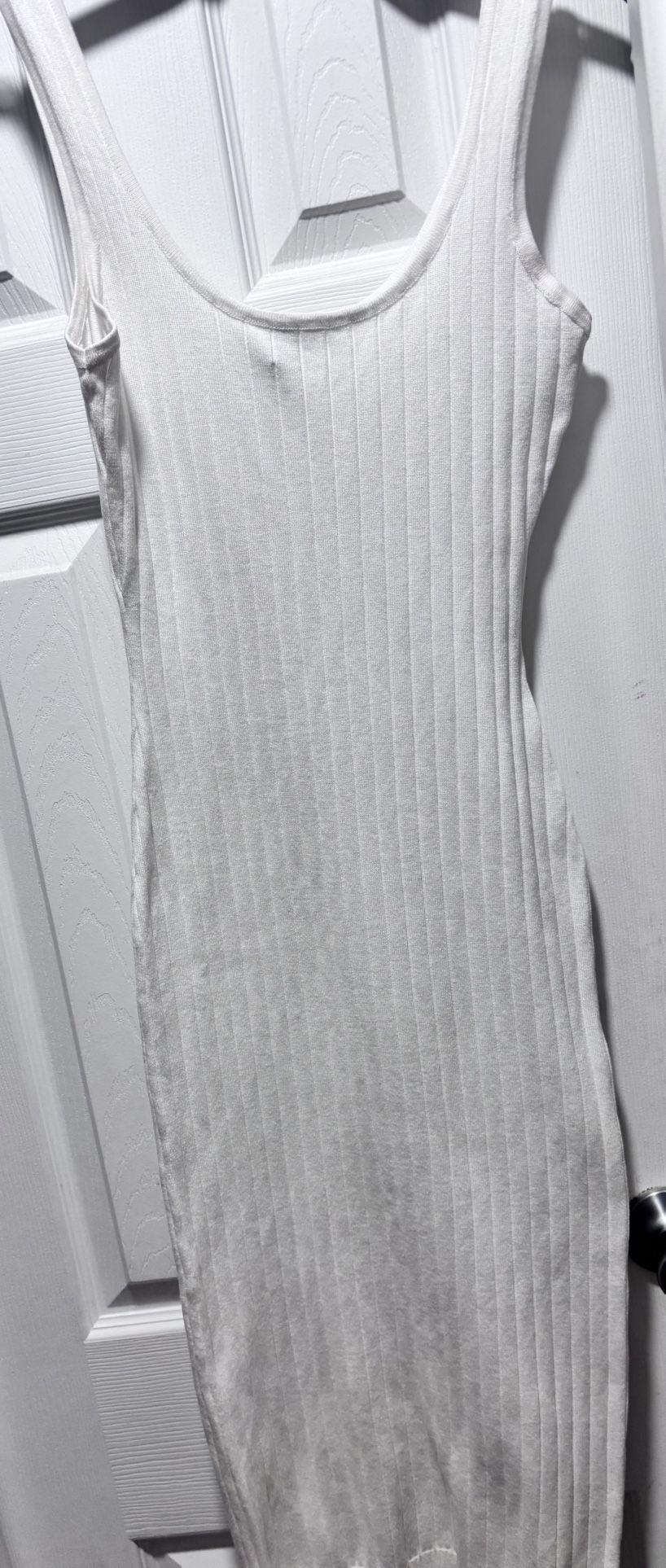 Windsor White Ribbed Scoop Neck Midi Dress - Size Large - photo 5