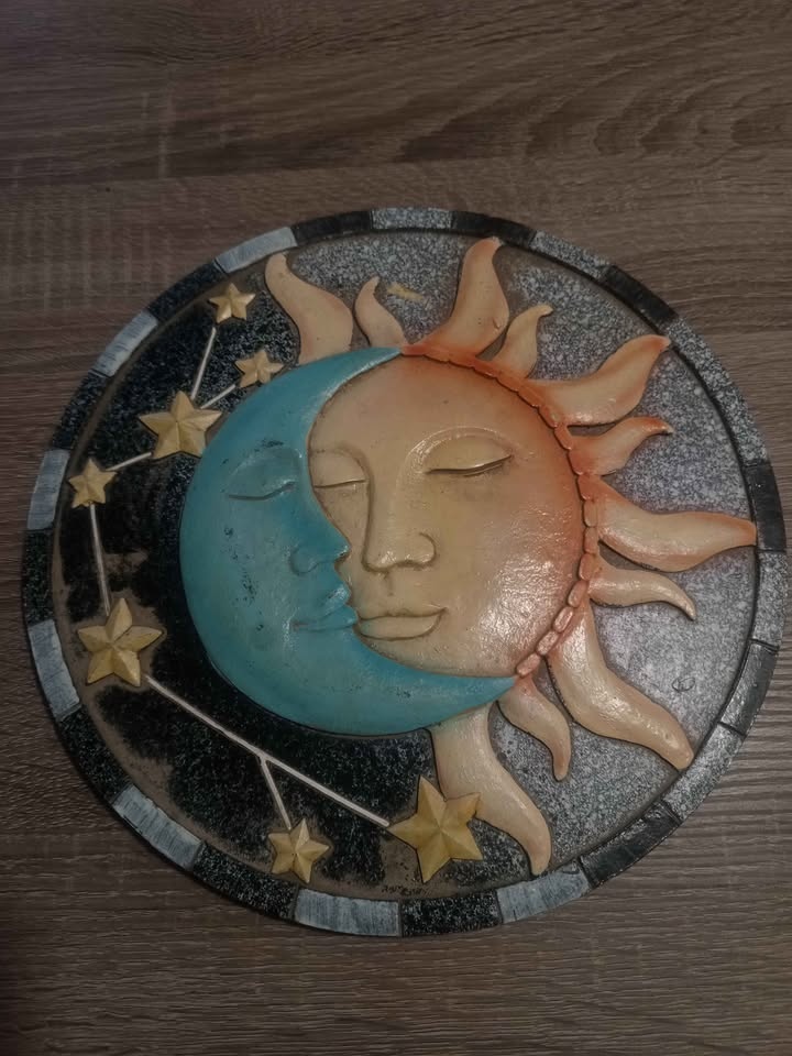 Celestial Sun & Moon Face Wall Plaque – Handcrafted - photo 2
