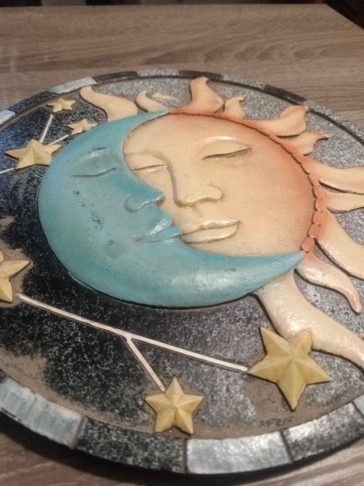 Celestial Sun & Moon Face Wall Plaque – Handcrafted - photo 4