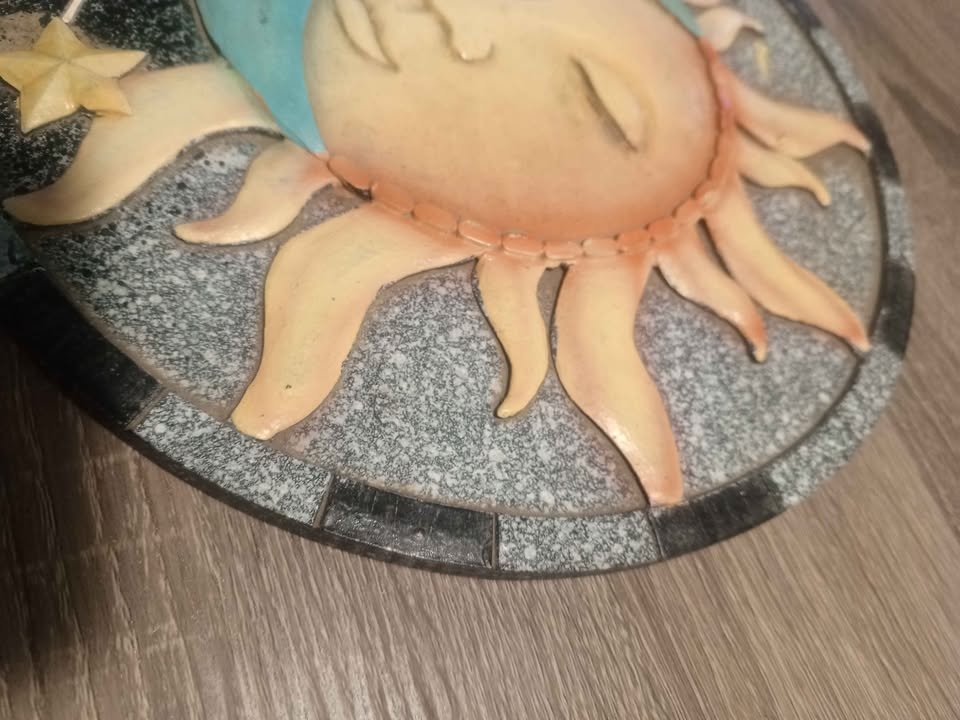Celestial Sun & Moon Face Wall Plaque – Handcrafted - photo 5
