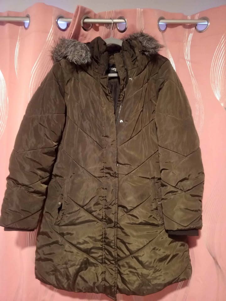 Women's George Olive Green Puffer Parka Coat - Size XL