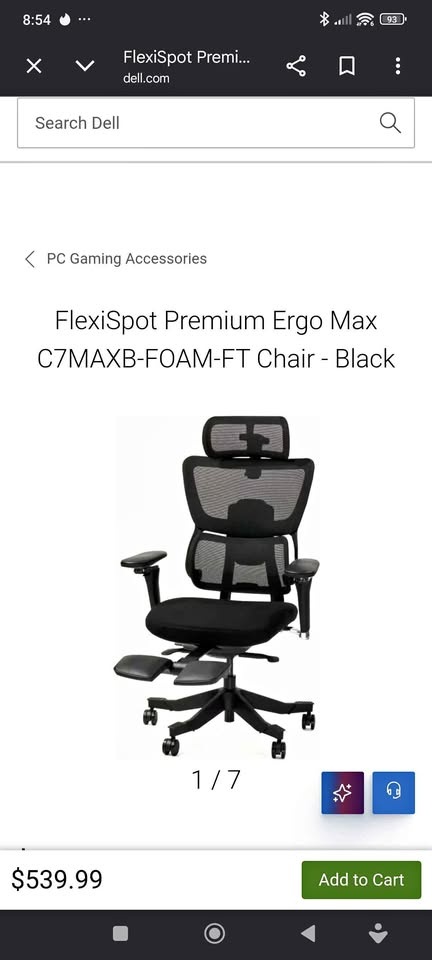 FlexiSpot C7 B Max Premium Ergonomic Chair - Black Foam w/ Footr