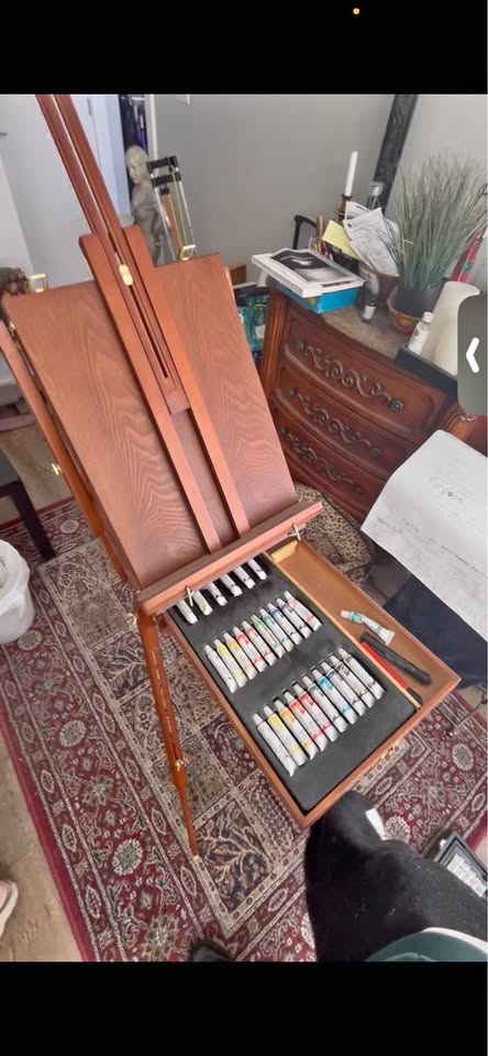 Portable Wooden Art Easel and Sketch Box with Drawer & Supplies