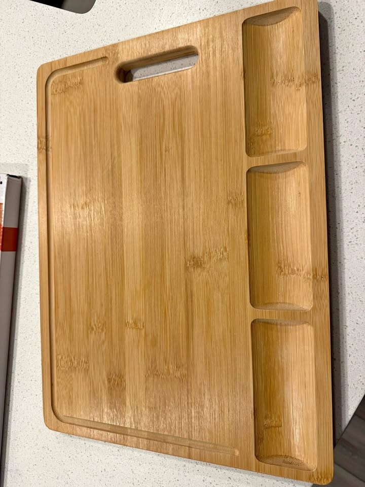 Large Bamboo Cutting Board with Compartments