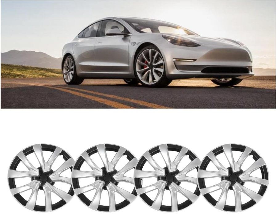 4PCS 18in Wheel Hub Caps - Silver Black - photo 2