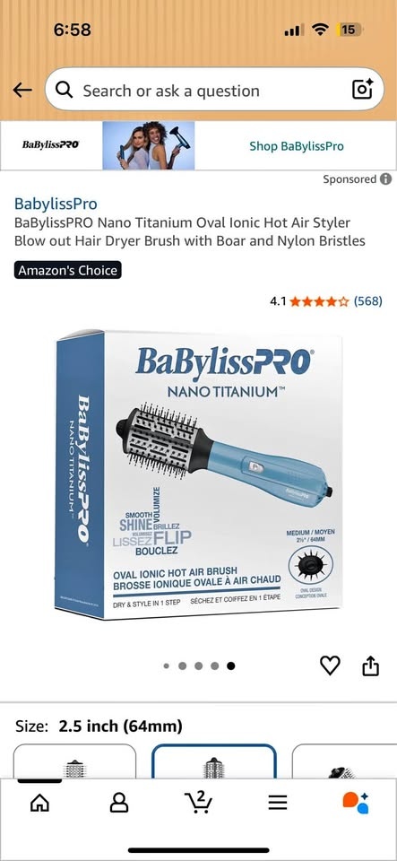 BaByliss PRO Nano Titanium Oval Ionic Hot Air Brush