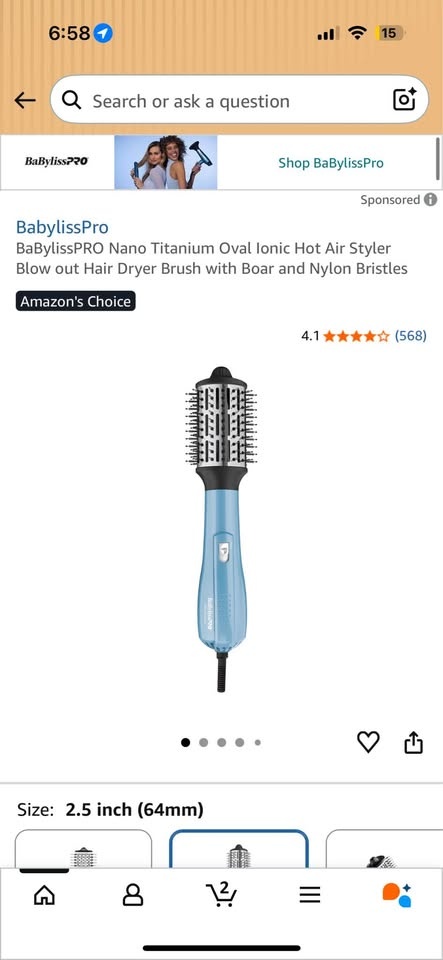 BaByliss PRO Nano Titanium Oval Ionic Hot Air Brush - photo 2