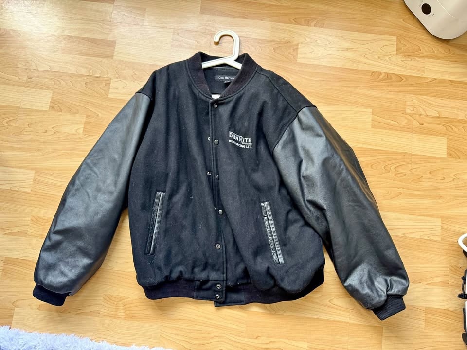 Oversized Leather/Letterman Jacket XL