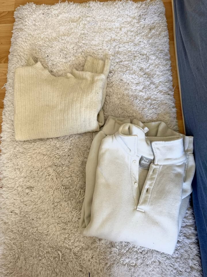 White Uniqlo Sweater & TNA CozyAF Sweatshirt Bundle