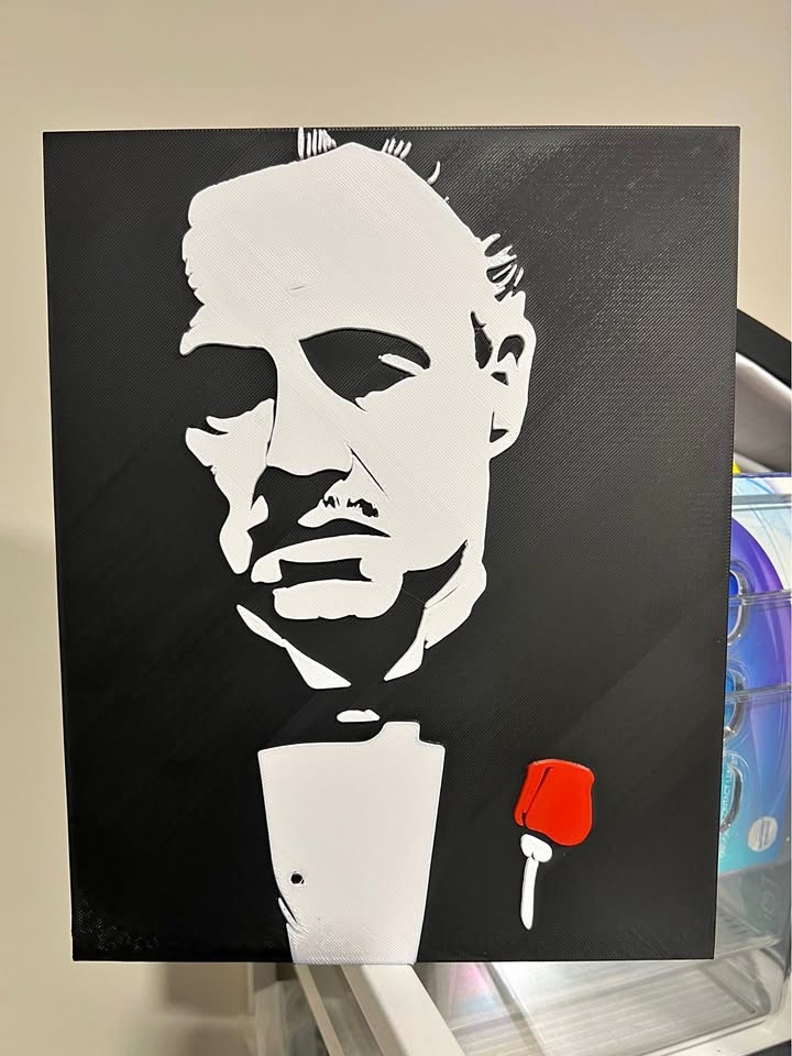The Godfather 3D Plaque With Red Rose