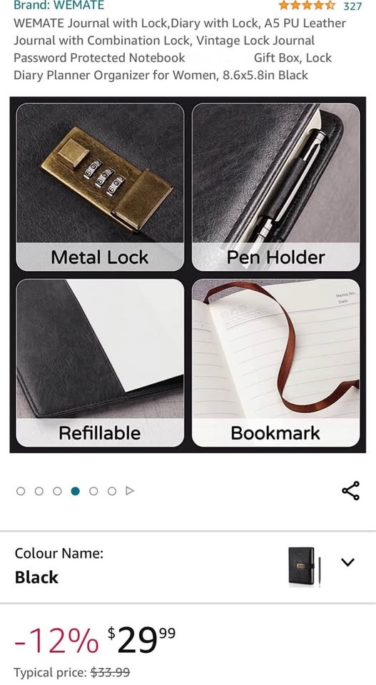A5 Leather Journal with Combination Lock - photo 2