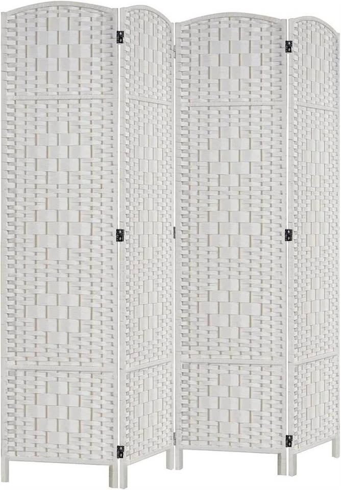 Brand New White 4-Panel Rattan Room Divider