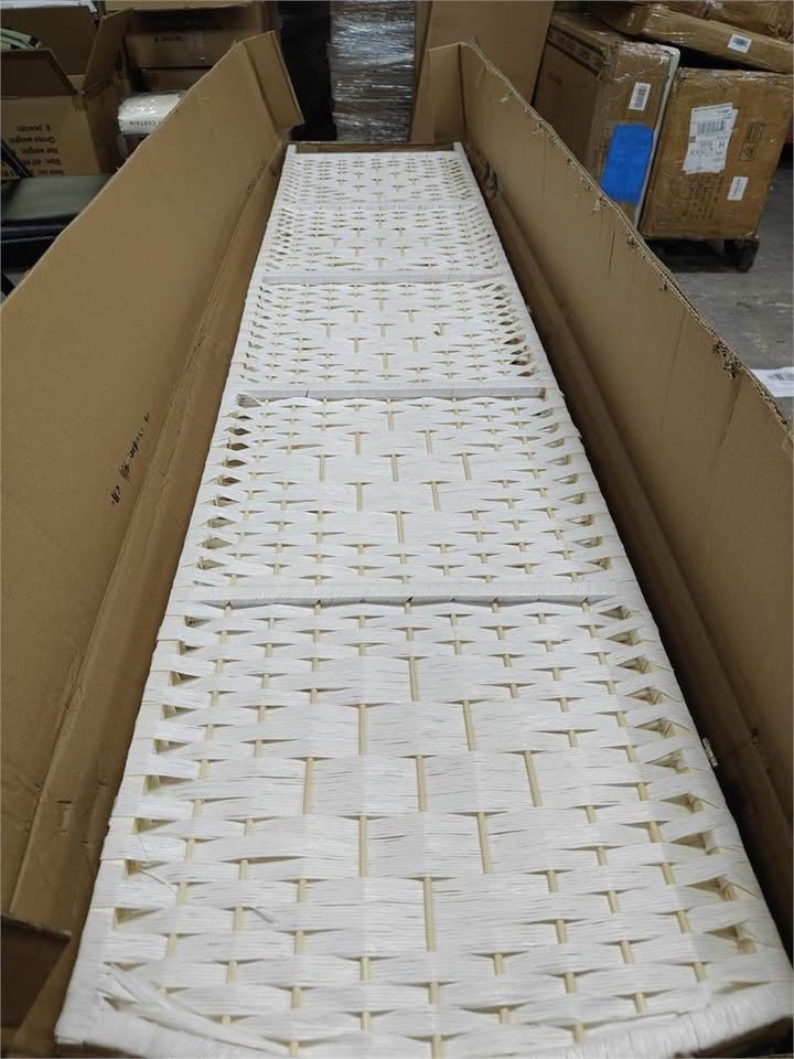Brand New White 4-Panel Rattan Room Divider - photo 4