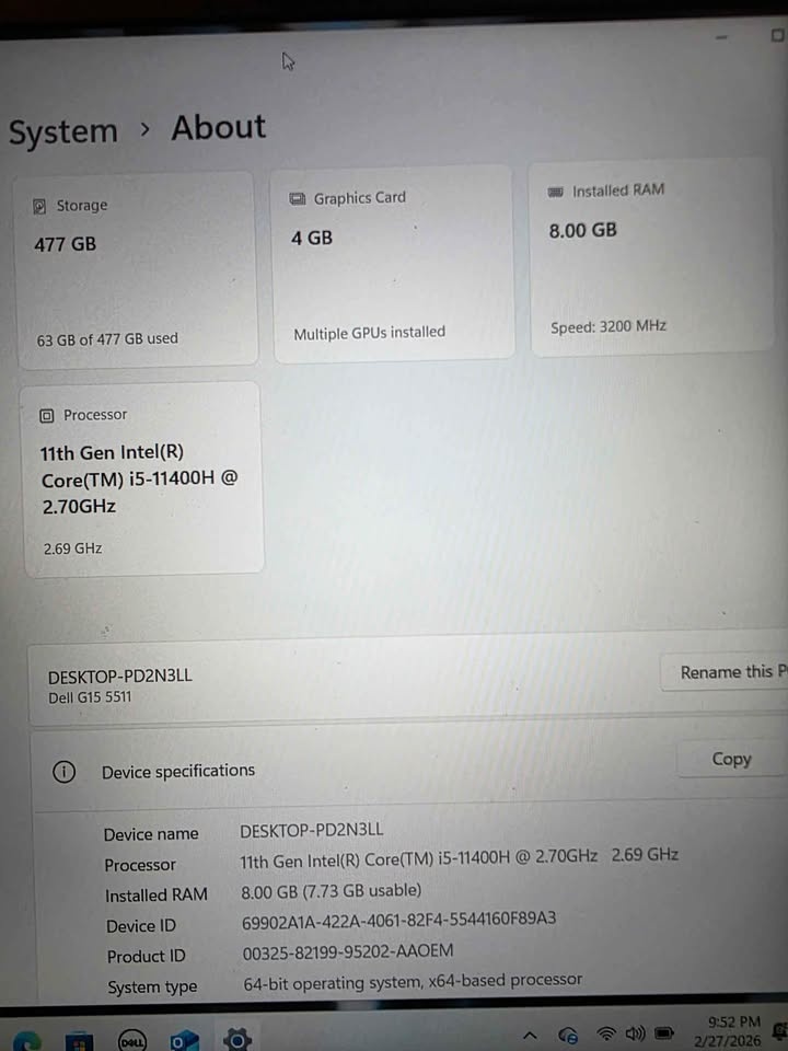 Dell G15 5511 Gaming Laptop RTX 3050Ti i5 8GB RAM 512GB SSD - photo 4