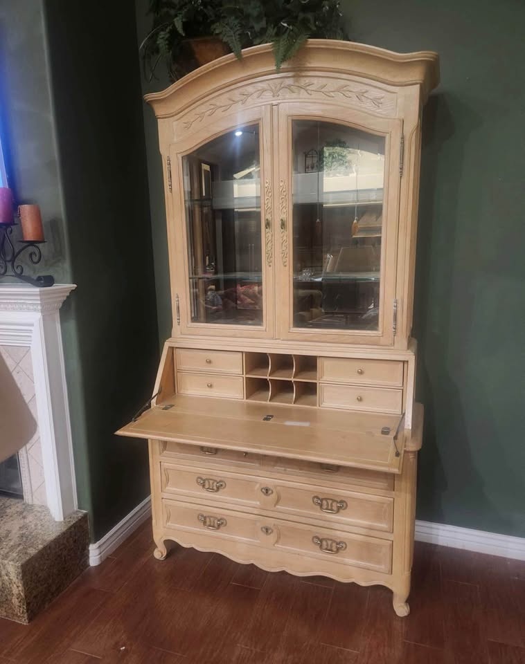 Century Furniture Vintage Secretary Desk w/ Lighted Hutch - photo 3