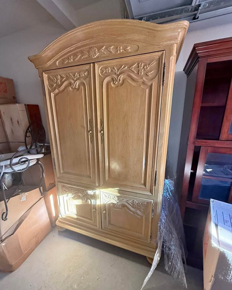 Vintage 80s Century Furniture Solid Wood Armoire