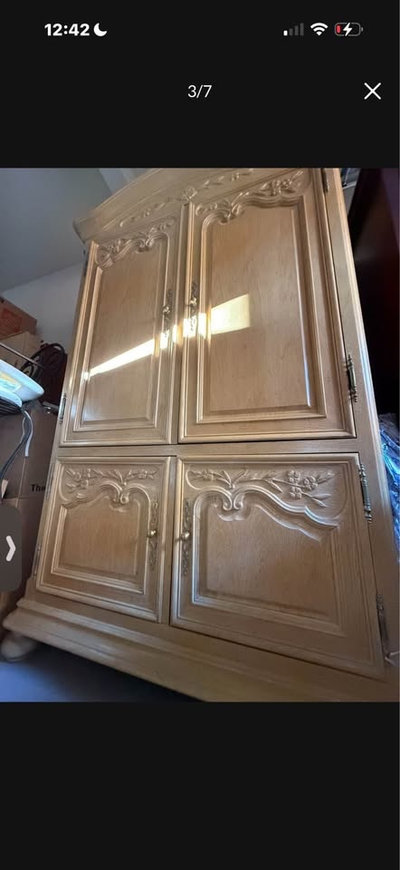Vintage 80s Century Furniture Solid Wood Armoire - photo 2
