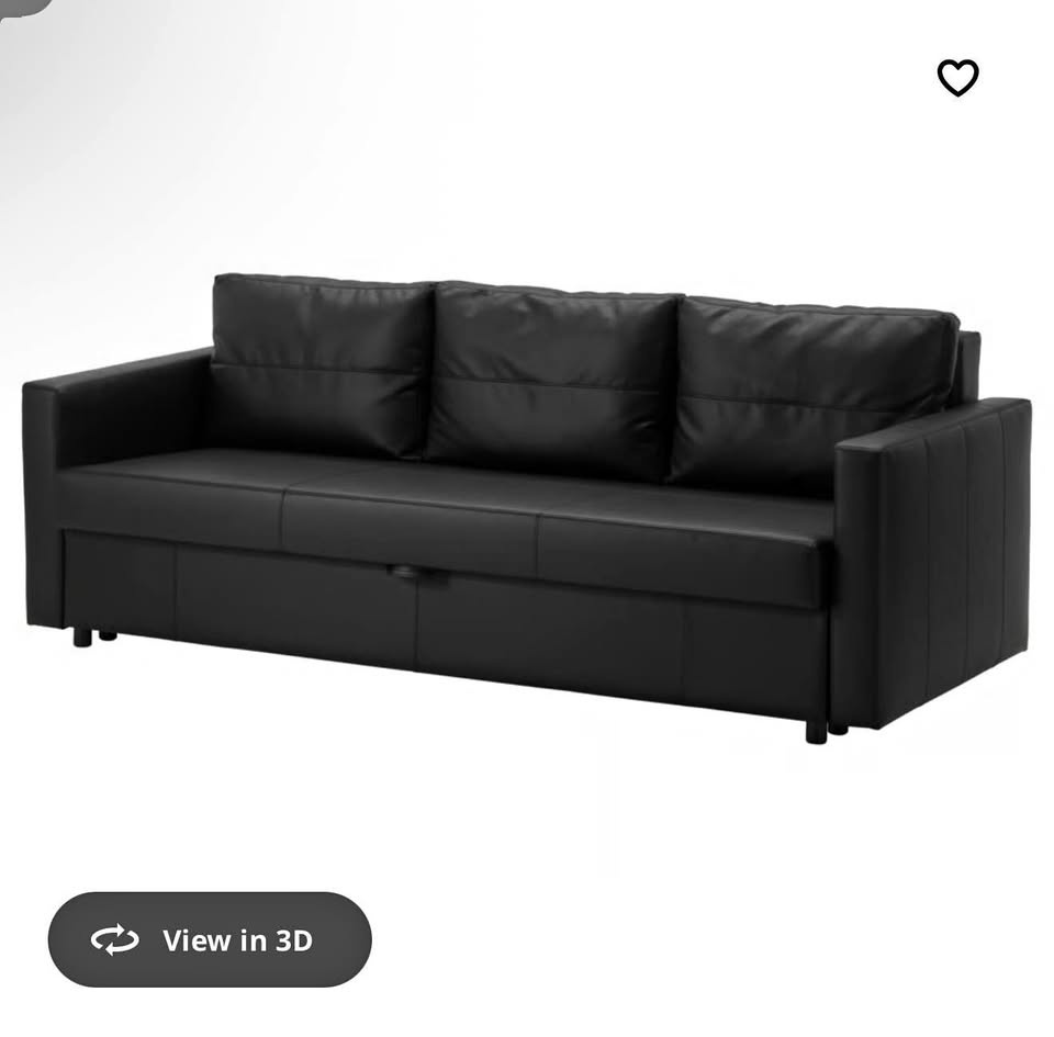 IKEA FRIHETEN Sleeper Sofa Black Leather w/ Storage