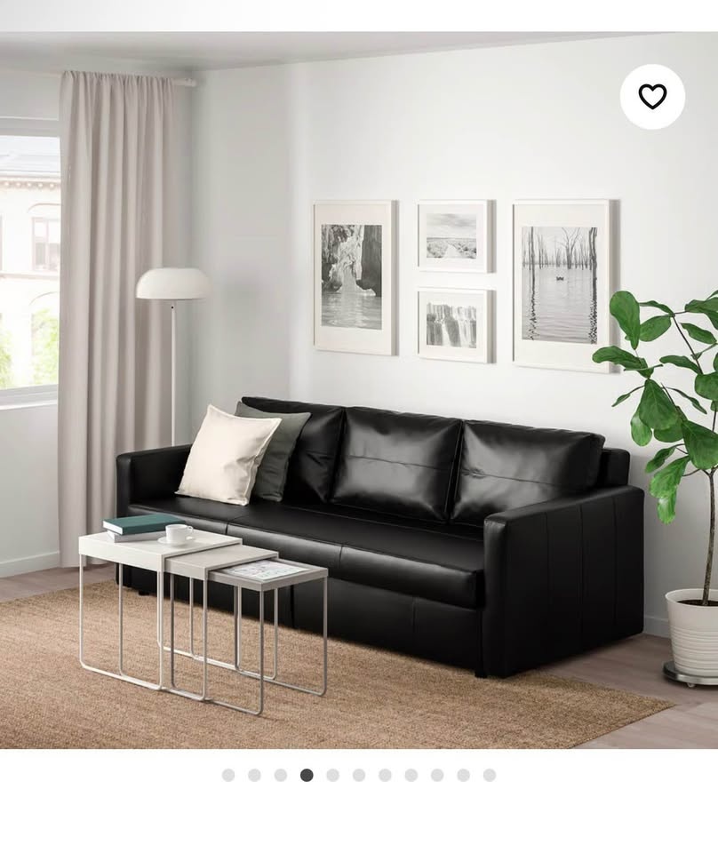 IKEA FRIHETEN Sleeper Sofa Black Leather w/ Storage - photo 4