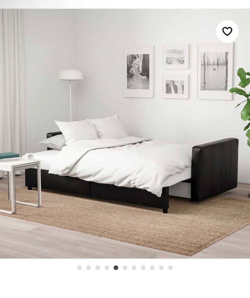 IKEA FRIHETEN Sleeper Sofa Black Leather w/ Storage - photo 5