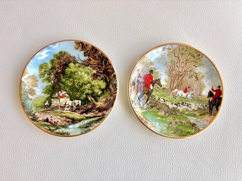 5 inch Debonair Pottery Ironstone Plates - Fox Hunt & Pastoral S - photo 3