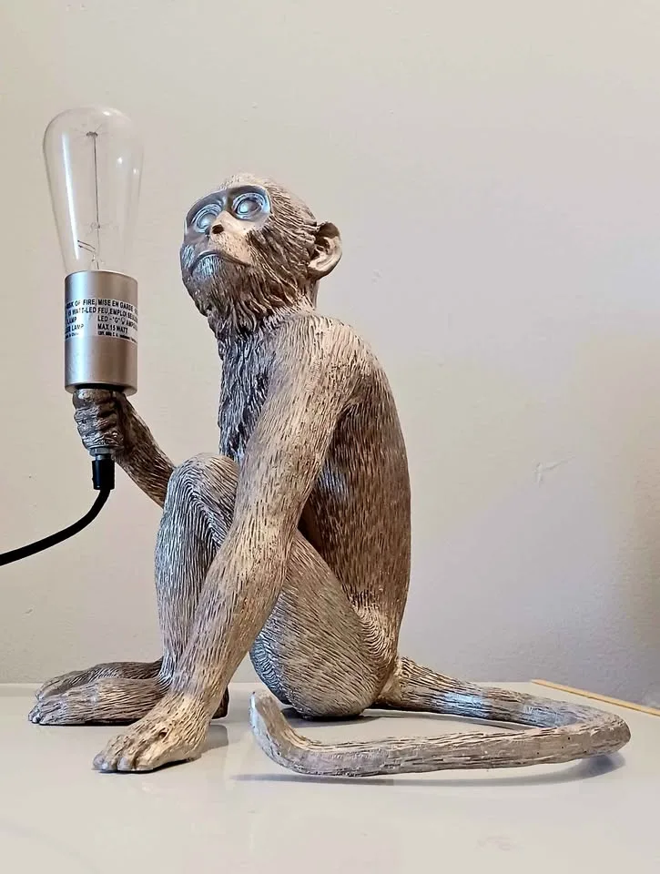 Hand Crafted Monkey Statue Table Lamp thumbnail