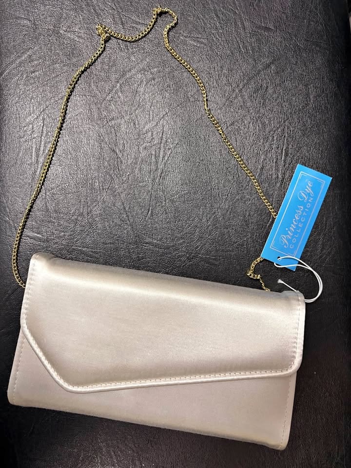 New Cream Satin Purse / Clutch Bag