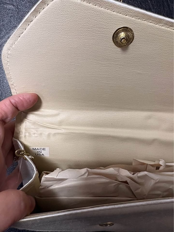 New Cream Satin Purse / Clutch Bag - photo 3