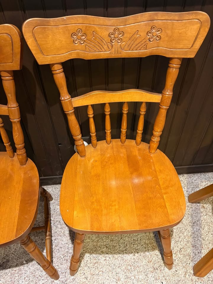 Set of 4 Solid Oak Dining Chairs - photo 3