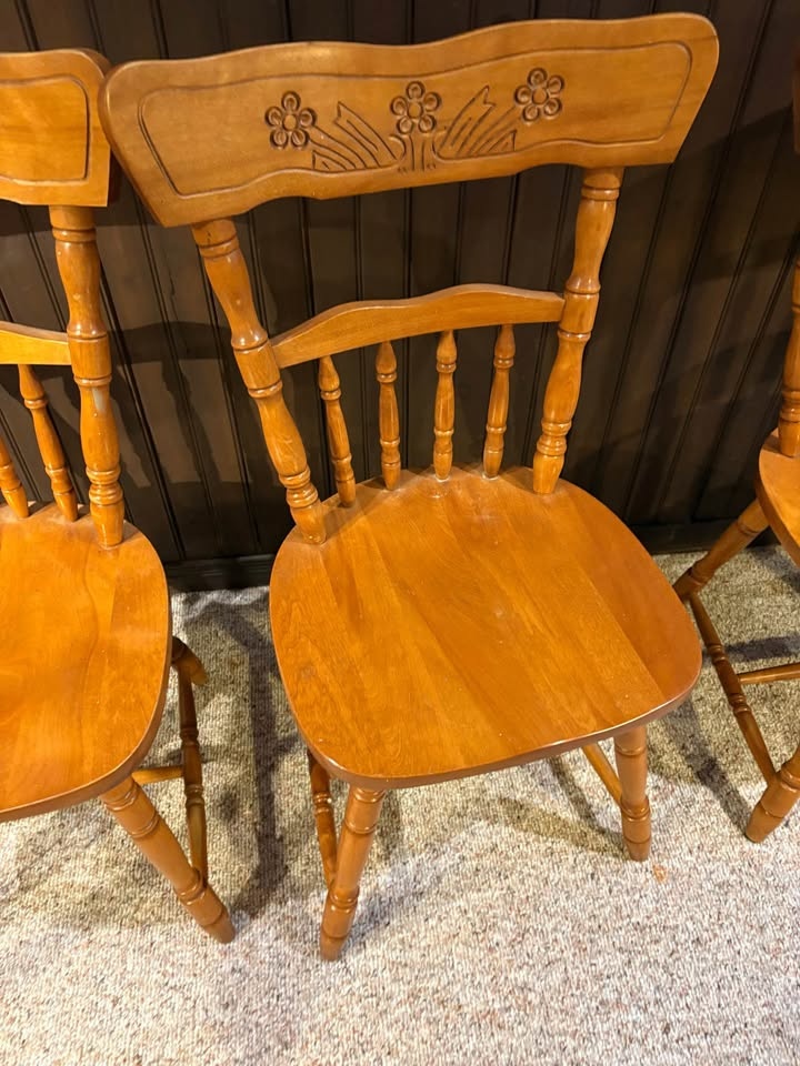 Set of 4 Solid Oak Dining Chairs - photo 4
