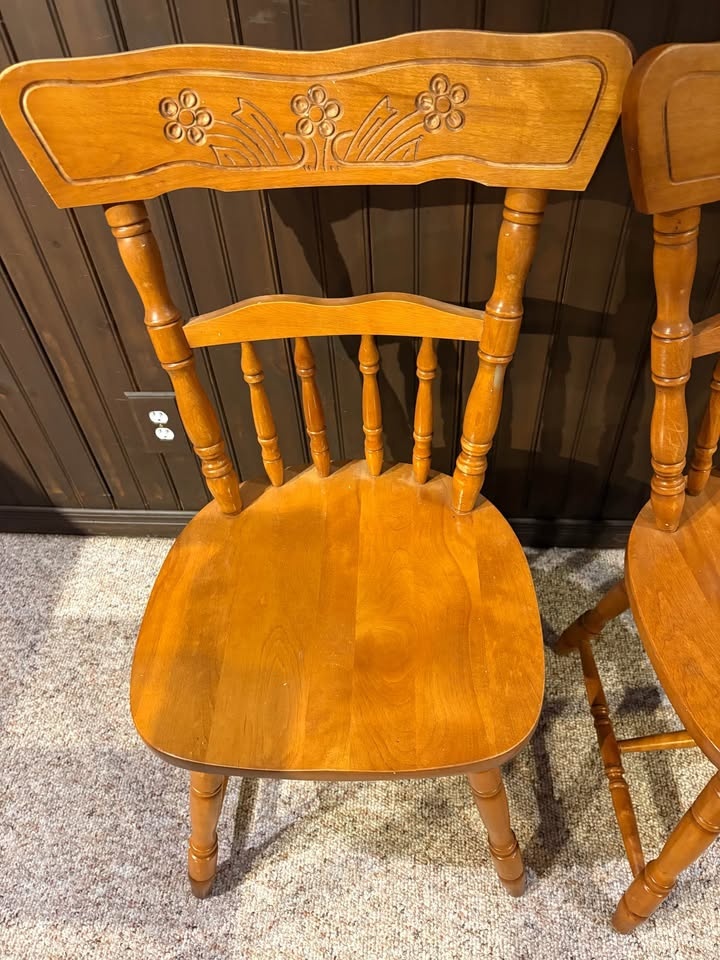 Set of 4 Solid Oak Dining Chairs - photo 5